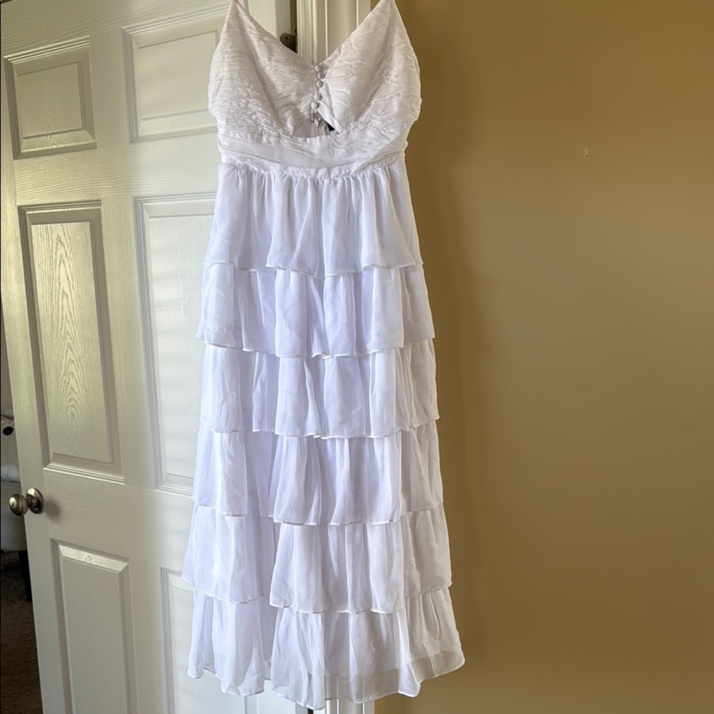 Lulu's Maxi White Ruffled Dress